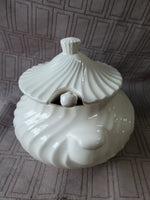 White Ceramic Swirl Soup Tureen
