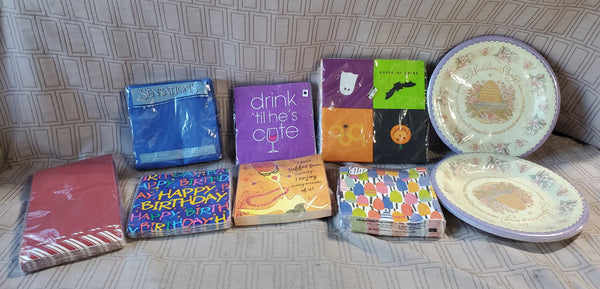 Assorted Lot of Paper Napkins and Plates