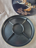 Vintage Lacquerware Crane Divided Relish Dish