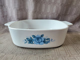 Corning Ware "Blue Velvet Rose" Casserole Dish NO LID