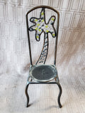 Metal and Beaded Palm Tree Chair Pillar Candle Holder