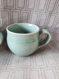 Pair of Green Crackle Glazed Mugs