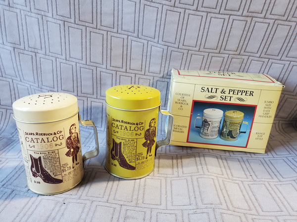 Vintage Sears Roebuck Tin Salt & Pepper Shakers
