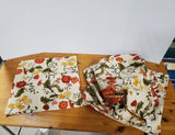20 Piece Reversible Red and Yellow Floral Quilted Placemat and Fabric Napkin Set