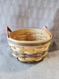Bradford Basket Company Round Basket with Leather Handles