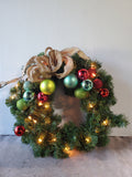 Lighted Holiday Wreath with Ornaments WORKS
