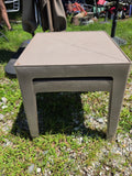 Two Lightweight Tan Plastic Stacking Side Tables