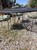 Pewter Tone 5/Piece Metal Outdoor Dining Set w/Green Cushions