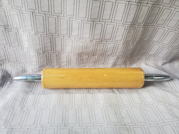 Wooden and Metal Handle Rolling Pin
