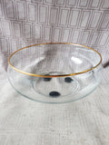 Clear Glass with Gold Toned Rim Round Vase