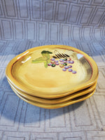 Set of 3 Clay Art Grape Hor D'oeuvre Plates