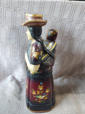 Hand Painted Wooden Folk Art Woman and Child Figurine