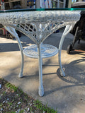 White All Weather Wicker Table w/36" Glass Top