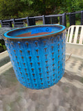Teal and Brown Glazed Terracotta Planter  (O)