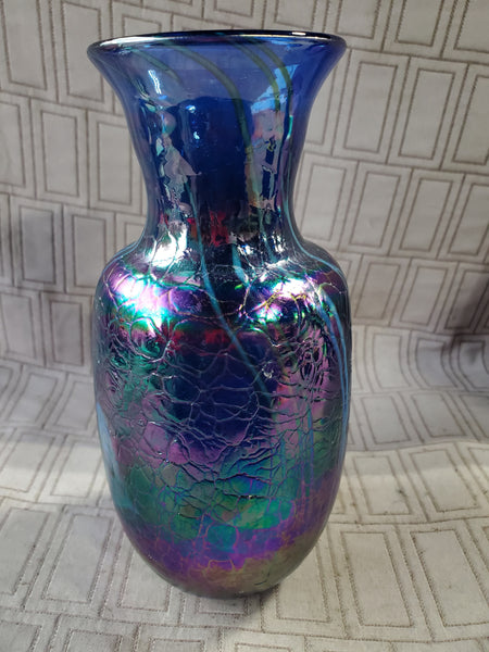 (A) Signed Glass House Studio Luster Vase by Eric Brakken