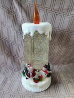 Santa and Snowman Candle Glitter Globe WORKS