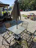 Outdoor Table, Folding Chairs and Umbrella Set