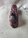 Asian Inspired Hand Carved Red Wood Dragon Figurine