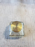 Vintage Clear Glass and Brass Inkwell