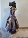 Porcelain Doll with Grey and Blue Dress