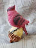 Resin Cardinal on Acorn Figurine