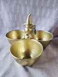 Autumn Gnome Gold Tone 3 Bowl Serving Dish
