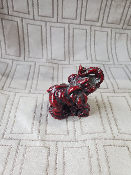 Red Resin Elephant Figurine