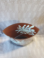 Brown and Blue Floral Glass Vase