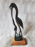 Hand Carved Water Buffalo Horn Heron Figurine (A)