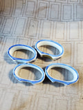 Set of 4 Andrea by Sadek Blue and White Porcelain Napkin Rings (2 SETS AVAILABLE PRICED INDIVIDUALLY AT 12 EACH)