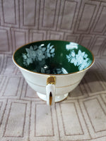 Aynsley Fine Bone China Dark Green and White Rose Teacup and Saucer Set