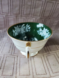 Aynsley Fine Bone China Dark Green and White Rose Teacup and Saucer Set