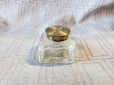 Vintage Clear Glass and Brass Inkwell