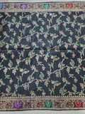 Black and Gold Toned Floral and Bird Motif Table Runner