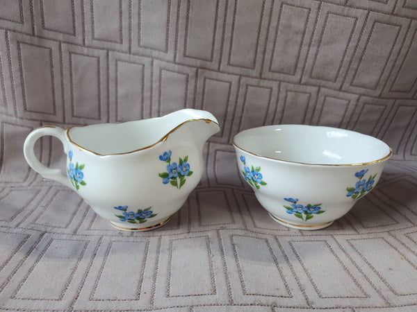 Melba Blue Floral Creamer and Sugar Set