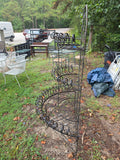 Large Vintage Black Wrought Iron Scroll Work Plant Display Unit