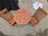 CHILD SIZE Com Teak Folding Table and Chairs Set (3-Pieces)