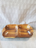 Carved Wooden 2 Sectioned Rectangular Platter