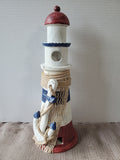 Distressed Wooden Tabletop Lighthouse Figurine