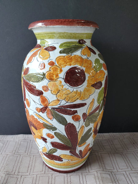 Heavy Floral Pottery Vase
