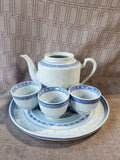 5 Piece Asian Inspired Blue and White Rice Eye Dish Lot AS IS—READ DESCRIPTION CAREFULLY**