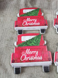 Set of 4 Holiday Market Ceramic Merry Christmas Red Truck Coasters