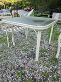 Square Patio Table w/Glass Top and Two Chairs (no cushions)