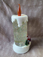 Santa and Snowman Candle Glitter Globe WORKS