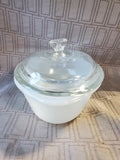 Glasbake "Green Daisy" Milk Glass Baking Dish