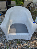 B-Lloyd Loom White Wicker Glider Loveseat, Swivel Chair and Table Set w/Sunbrella Cushions