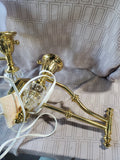 Pair of Brass Swing Arm Wall Lamps WORKS