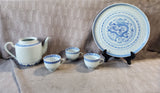 5 Piece Asian Inspired Blue and White Rice Eye Dish Lot AS IS—READ DESCRIPTION CAREFULLY**