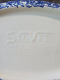 Stovit Blue Spongeware Oblong Serving Bowl