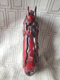 Asian Inspired Hand Carved Red Wood Dragon Figurine